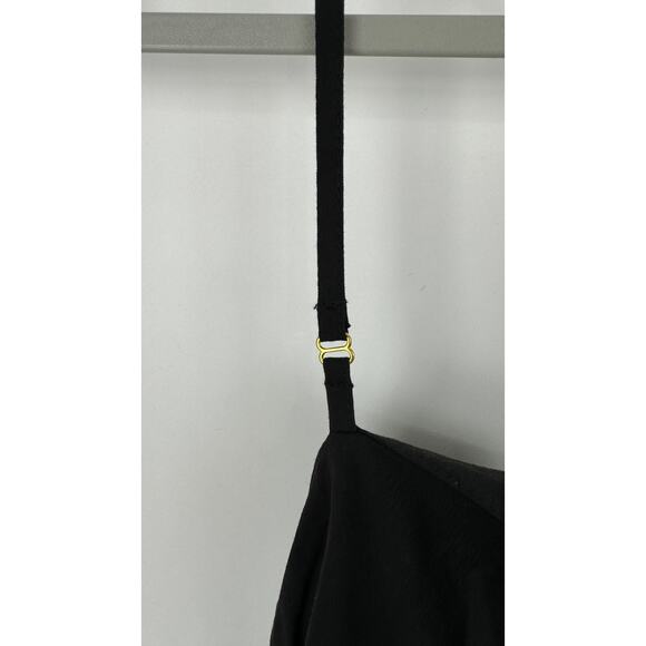 MNG Mango Ruched Midi Dress Womens Size 10 Square Neck New Black Sleeveless - Picture 7 of 16